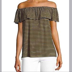 Nwt Max Studio Off The Shoulder Striped Shirt | S